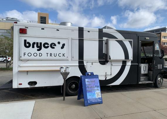 Bryce's food truck outside on a nice day.