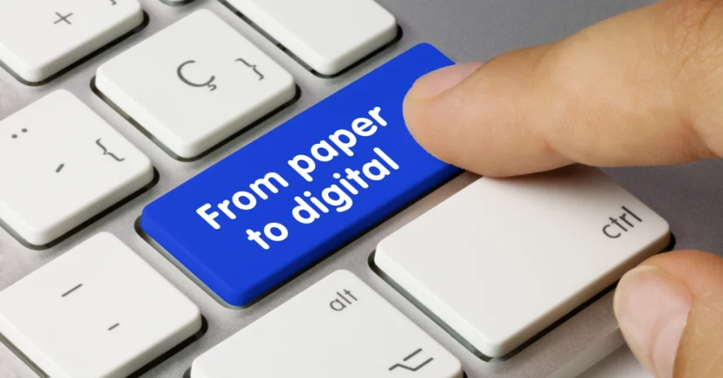 Keyboard with From Paper to Digital for the enter key