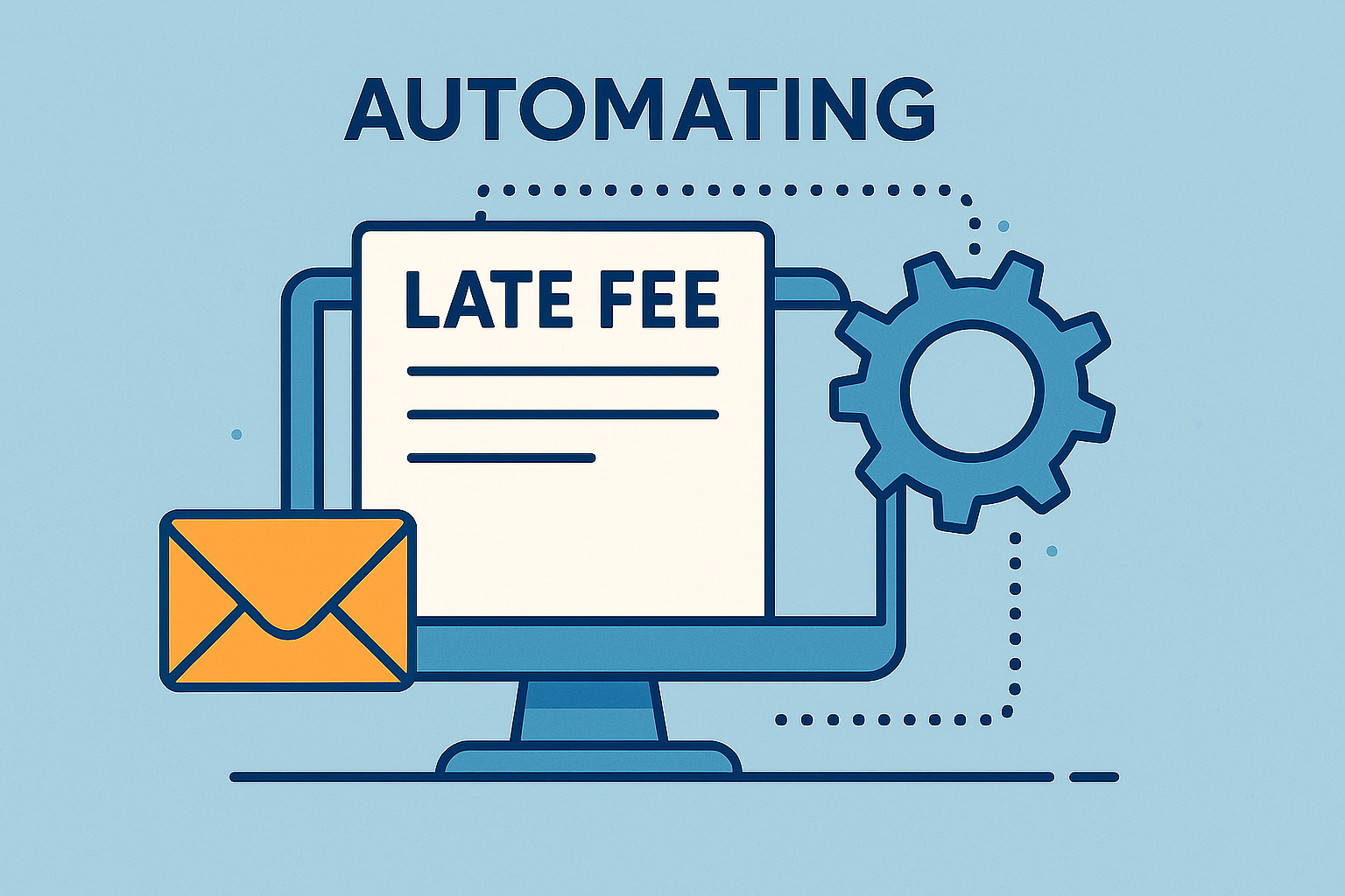 picture of a late fee statement and word automating over the top